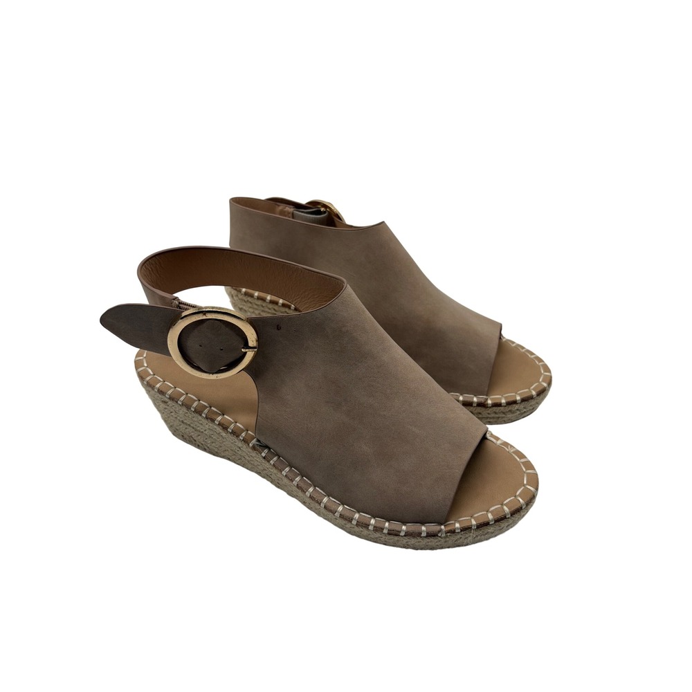 Catherine Catherine Malandrino Espadrille Wedge Womens 8 Taupe Like New Buckle